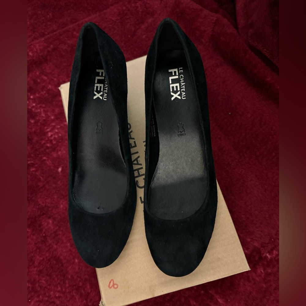 Genuine leather brand new black suede  leatherwedge shoes